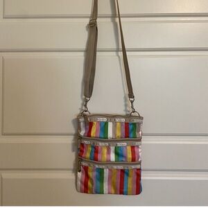 Lesportsac Red and Pink Mini Bag with Vibrant Stripes